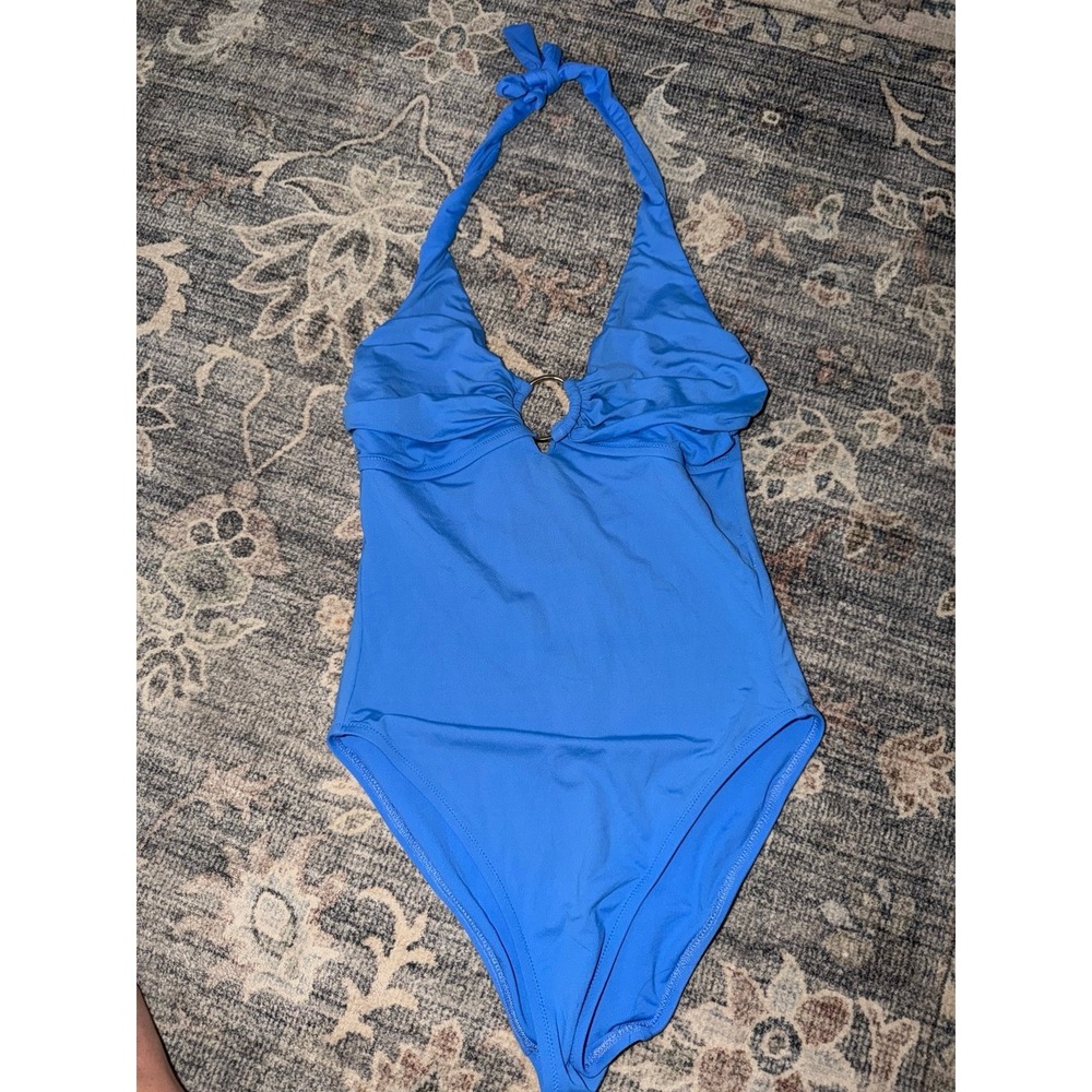 Melissa Odabash Blue One Piece Swimsuit O-Ring Detail Halter